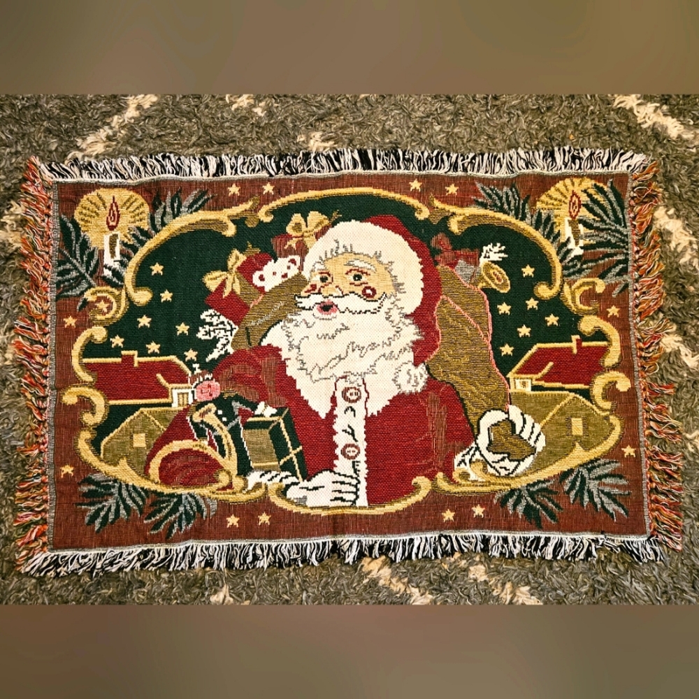 Vintage Santa~Tapestry~Rug~Quality Construction~43X27‎ inches